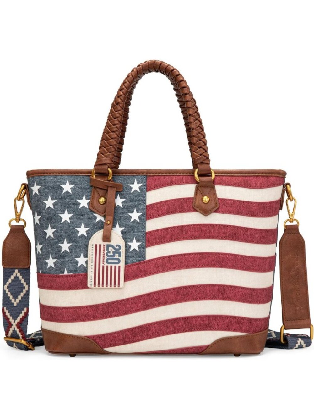 Vintage American Flag Tote Bag for Women | Patriotic Western Shoulder Purse